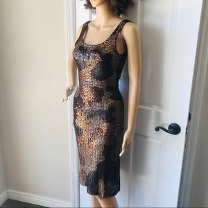 Sue Wong sequence brown dress size S EUC